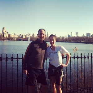 Our first daddy-daughter run around the Central Park  Reservoir. 